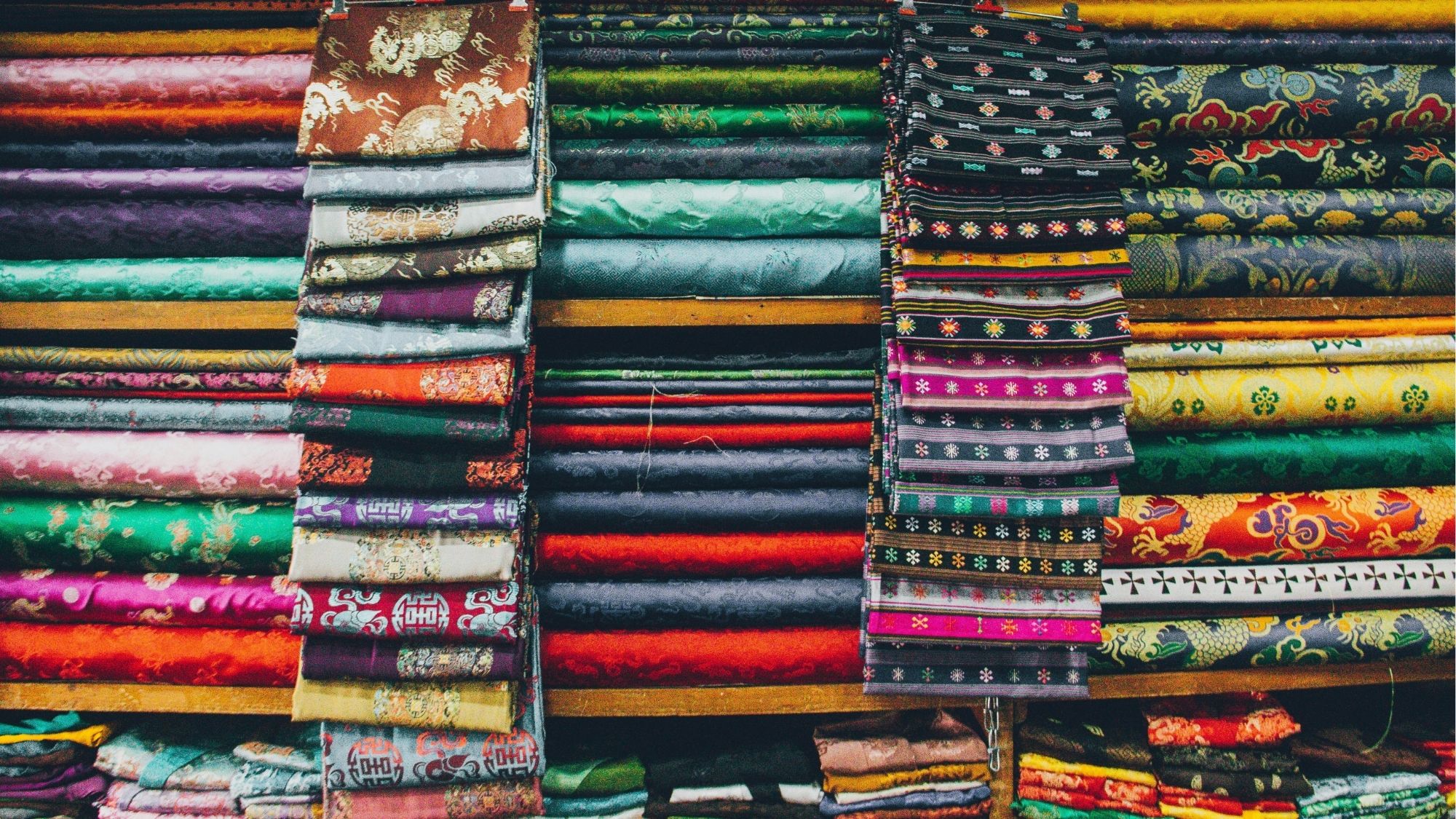 Indian textile market with diverse fabric options
