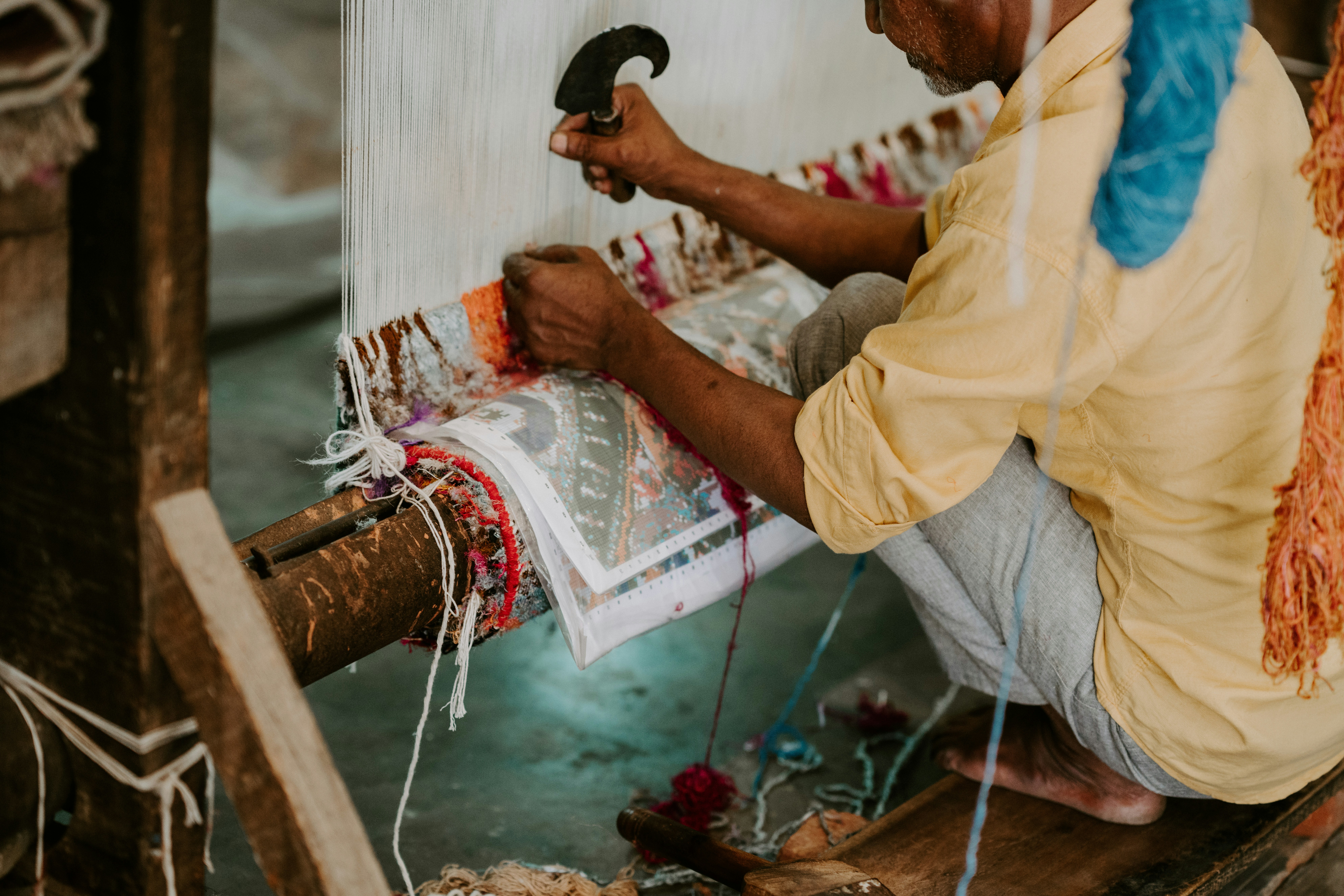 Traditional Indian textile weaving and craftsmanship